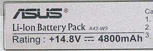ASUS W3H00V battery